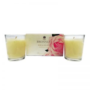 Bronnley – Rose & Geranium Fragranced Candles 2 x 160 gr