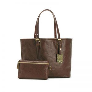 Longchamp – Tote Bag Pelle Md + Portatutto Lm Cuir Cognac