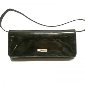 Longchamp – Clutch Bag Pelle Roseau Box Antracite