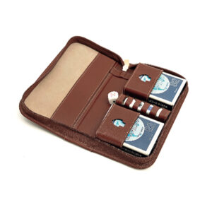 Cepi – Set Da Gioco Pelle Due Mazzi Carte & Dadi Tabacco